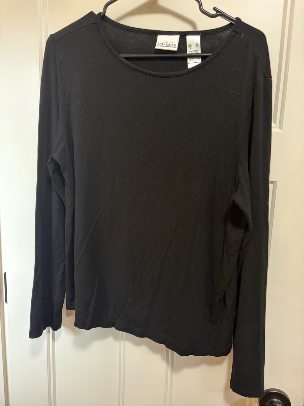 villager Black Long Sleeve Crewneck Tee